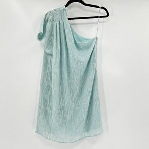 bobi BLACK One Shoulder Dress Textured Light Blue Women's Size M